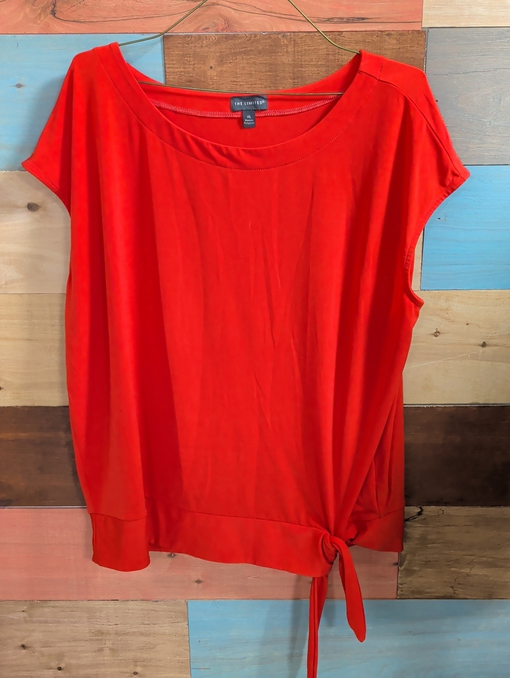 The Limited Women's Vibrant Red Short Sleeve Side-Tie Top